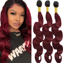 Load image into Gallery viewer, 20A Single Body Wave Ombre Burgundy
