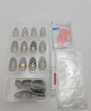 Load image into Gallery viewer, Almond Grey Glitter Press On Nails