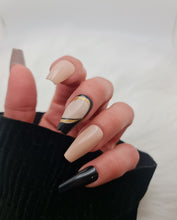 Load image into Gallery viewer, Long Beige Black Press on nails
