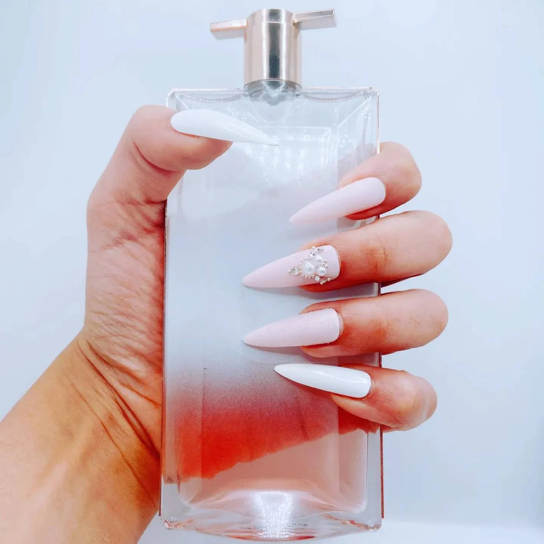 Long pink and white stiletto Press on Nails