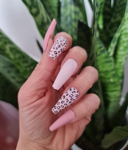 Pink Leopard Press On Nails