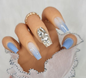 Ombre Nails with Rhinestone Tips