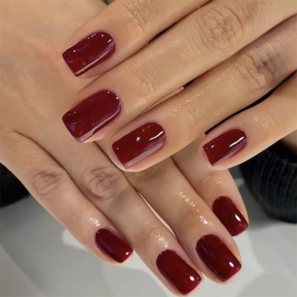 Red  Press on nails