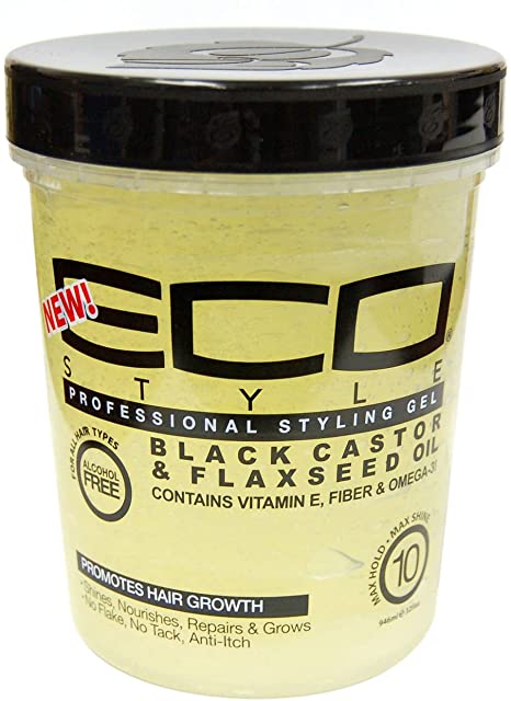 Eco Style Black Castor and Flaxseed Oil Styling Gel - Helps Nourish and  Repair Damaged Hair - Promotes Healthy Scalp - Provides Superior and