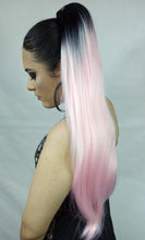 Load image into Gallery viewer, Black to pink ombre straight ponytail