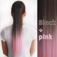 Load image into Gallery viewer, Black to pink ombre straight ponytail