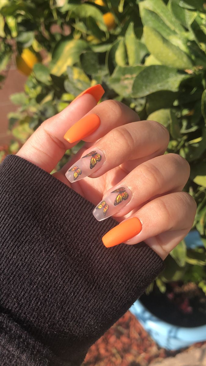 Yellow and White Butterfly Press on Nails