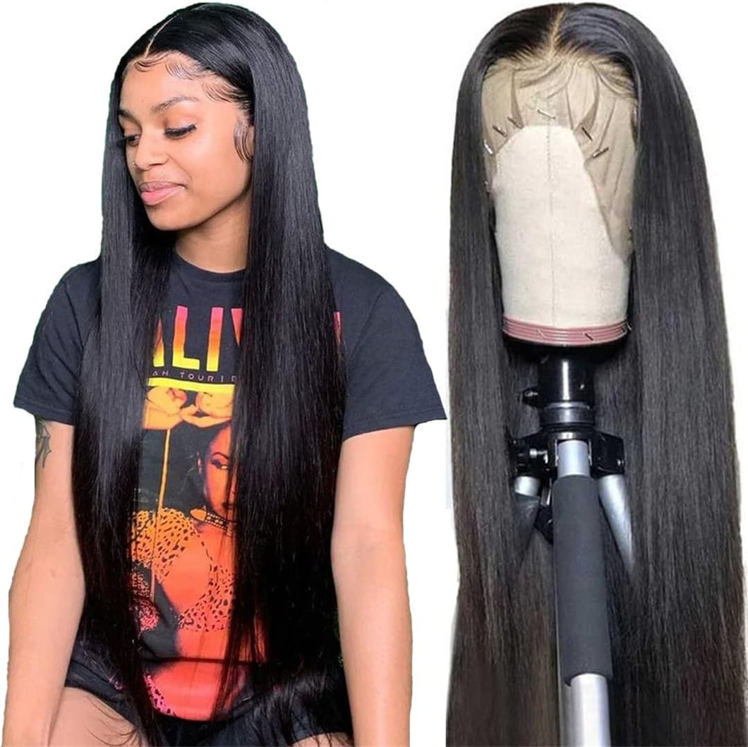 Remy Bone Straight Transparent 13x4 Frontal Wig 30