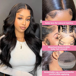 Body Wave Pre Plucked with Baby Hair with 13x4 Transparent HD Lace Frontal