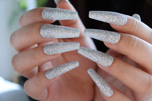 Silver Glitters Press on Nails