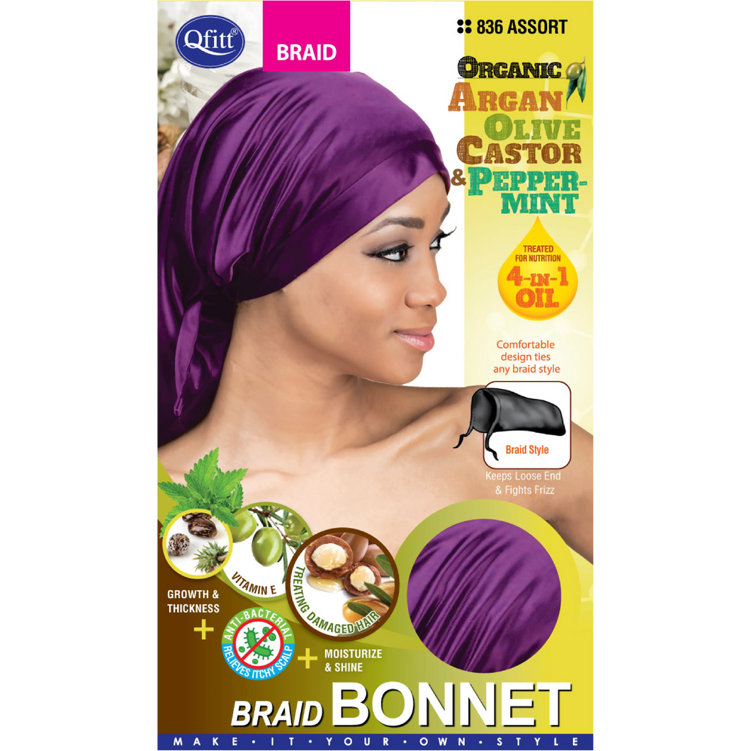 Organic Argan Olive Castor Peppermint Braid Bonnet