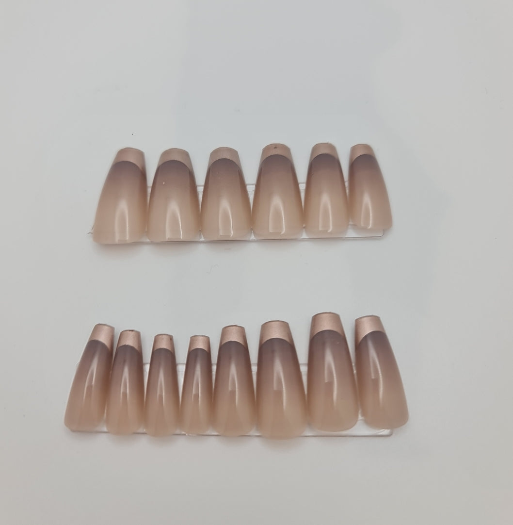 Grey Gold Ballerina Press on nails