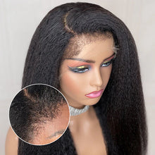Load image into Gallery viewer, 4C Hairline Edge Kinky Straight Wig Curly Baby Hair 360 HD Lace Frontal Wigs Brazilian Yaki Straight Wig Human
