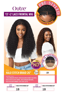 Pre-Styled 13x2 Lace Frontal Wig - Halo Stitch Braid 26