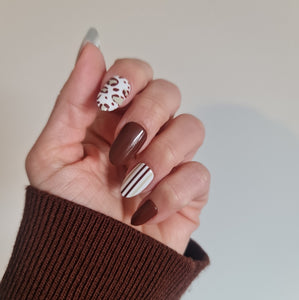Stripped Leopard Press on nails
