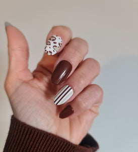 Stripped Leopard Press on nails