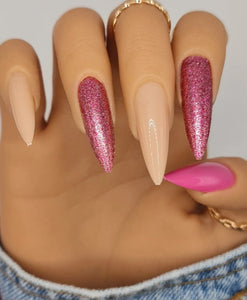 Pink Glitter Press on nails