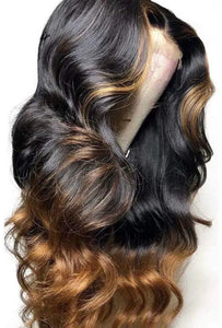Human Hair Lace Front Wig 13x4 Body Wave Color #1b & #30