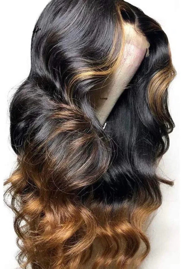 Human Hair Lace Front Wig 13x4 Body Wave Color #1b & #30