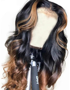 Human Hair Lace Front Wig 13x4 Body Wave Color #1b & #30