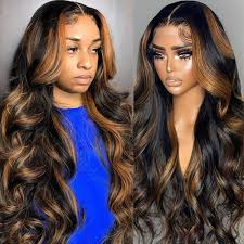 13x4 Ombre Lace Front Wig Human Hair 1B/30 Highlight