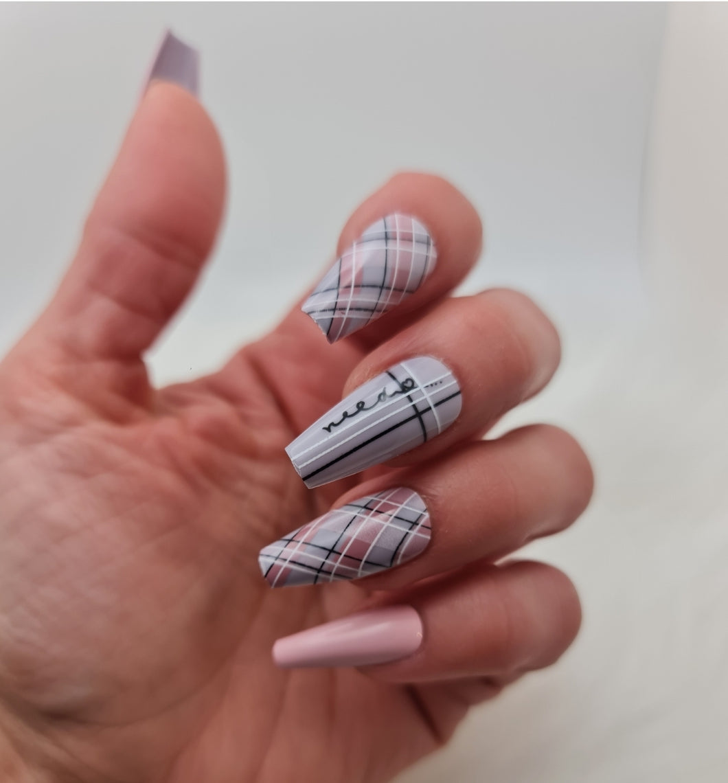 Long Purple Pink Press on nails