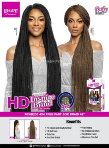 4 X 4 Free Part Box Braid Wig