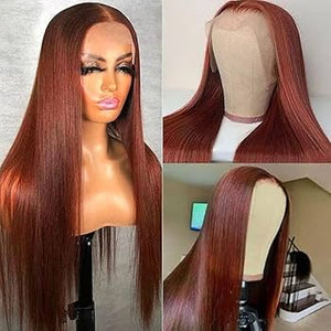13X6 Reddish Brown Lace Front Wigs Human Hair Straight