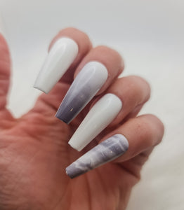 White & Grey Press on nails