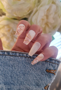 White & Pink Press on nails