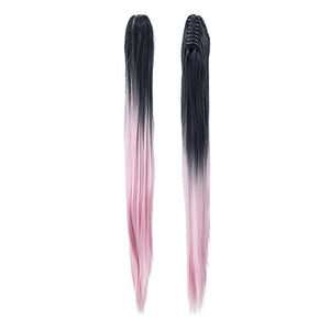 Black to pink ombre straight ponytail