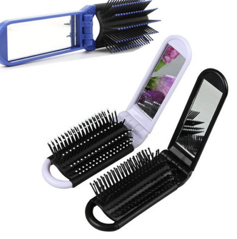 Foldable Hair Brush with mirror