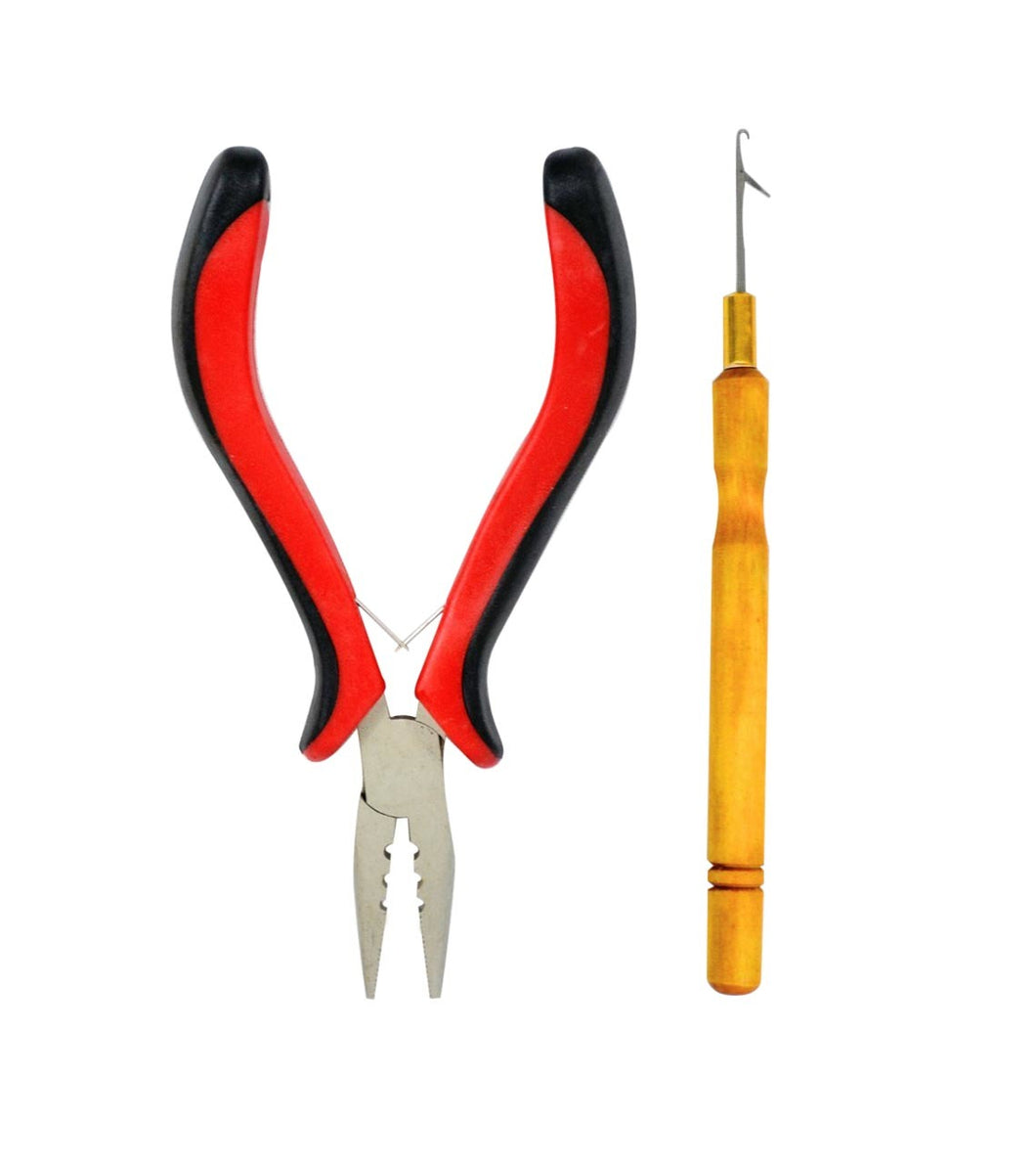 Hair Extension Tool Curved Nose Plier + pulling hook